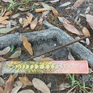 Champagne pink with Gold accents moon phases handmade Incense Stick Holder